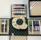 Vintage Singer Padded Collapsible Cube Sewing Kit Green Flower Pattern Box