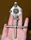 Big Rare Antique Ethiopian Coptic Christian Cross Silver Pendant Ethiopia Africa