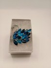 Rhinestone And Blue Swan Brooch Bird