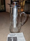 Vintage Frigid Tube Clear Etched Glass Pitcher 11  Silver Handle Instructions