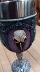 Gothic Raven Skull Goblet With Purple Inset     Occult Style Chalice