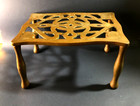 Antique Footed Trivet Cast Brass Leaf Motif 4 Leg Open Hearth England  7 1 2 In
