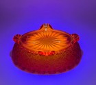 Vintage Lg Wright Amberina Daisy And Button Footed Candy Dish