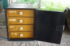 Antique Wall Safe With Key Lock Box Steel Safe Insert Hide Away Wood Drawers Vtg