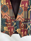 Vintage 90s Womens One Sixe Rainbow Western Navajo Button Vest Jacket Country