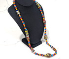 Vintage African Trade Bead Necklace Colorful Glass Statement 35 