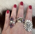 Balloon Opal Cluster Navajo  Southwestern Artisan Ring Size Adjustable 6 To 8