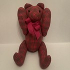 Plaid Jointed Plush Teddy Bear With Ribbon
