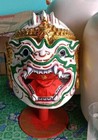 Hanuman Vintage Older Khon Mask Drama Thai Sculpted Painted Head Siam Amulet Art