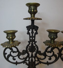 Antique vintage Brass   Bronze 3 Arm Candle Sticks Holders Heavy 14
