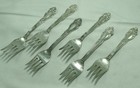 Reed   Barton Tiger Lily Festivity 1901 6 Art Nouveau Salad Dessert Forks