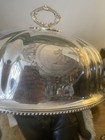 Antique Large Silver Plated Meat Domed Cloche Food Cover With Dragon Armorial