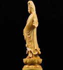 Chinese Old Boxwood Hand Carving  guanyin  Buddha Holding Necklace Statue