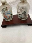 Pair Of Antique Vintage Glass Snuff Bottles Reverse Inside Painted Chinese