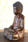 Antique Vietnamese Nguyen Dynasty Gilt Wood Buddha Statue 19thc 