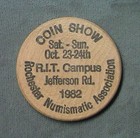 Vintage 1982 Rochester Coin Show Wooden Nickel Indian Token Michigan Show Usa