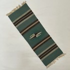 Vintage Handwoven Southwestern Wool Blend Table Runner Rug Teal Green 29x10