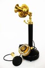 Vintage Home Decor Antique Candle Stick Phone Brass Rotary Dial Wire Telephone