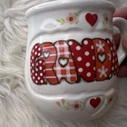 Vintage 1984 Enesco  grandma    Coffee Cup Mug Red White Polka Dots Japan