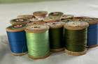 Lot 31 Small Plastic - Styrofoam   Vintage Wooden Thread Spools With Thread