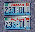 1991 Washington License Plate Plates Pair   Set