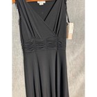 Dressbarn Womens Black Faux Wrap Ruched Empire Waist Midi Dress Size 10 Nwt