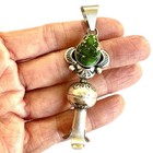 Navajo Turquoise Squash Blossom Pendant Sonoran Green Signed Stamped Native Amer