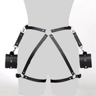 Pu Leather Body Harness Waist Garter Belt Cuffs Bondage Straps Sm Suspenders Kit