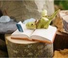 Miniature Fairy Garden And Terrarium Mini Dragon Reading Figurine  Green White