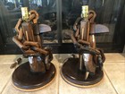 2 Vtg Mcm Sailor Nautical Folk Art Bedside Table Lamps Wood Carved Chain Lamp
