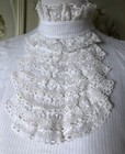 Vtg Victorian Style Antique  White 100  Cotton Blouse Top Puff Sleeves Lace Euc
