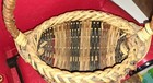 Vintage Woven Oak Splint Egg Gathering Buttocks Basket Primative Style 