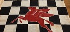 Vintage Mobil Gasoline Checkered Pole Flag Pegasus Sign Gas Pump Service Station