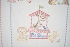 Whimsical Vintage 50s  pet Show  Child s Antique Cross Stitched Quilt Top 