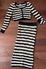 Freshman 1996 2pc  Crochet Knit Set Women Striped Top Skirt Size S New
