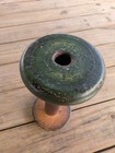 Antique Wooden Industrial Sewing Spool Green Ends Brown Pre-1930