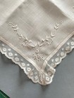Antique Hand Embroidered Hankie Handkerchief Valenciennes Lace Trim 12  Bridal