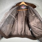 Swingster Vintage Bomber Jacket Faux Fur Collar Distressed Brown Leathersize Xxl