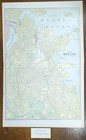 Vintage 1901 Boston Massachusetts Map 14 x22    Old Antique Beantown Commons Ma