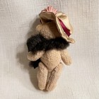 Jointed Teddy Bear Handmade Costume Vintage Miniature Boa And Hat With Flower