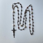 Handmade Pearl   Agate Rosary 26    Bronze Wire Crucifix 43 17g Pre-owned Catholic