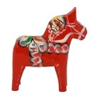 Vtg Dala Horse Figurine Sweden 4  Orange Grannas A Olsson Sticker Wood Folk Art