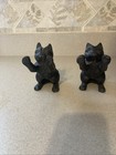 Adorable Cast Iron Cat Decorative Bookends