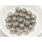 100 Dull Silver Plated Metal Round Filigree Spacer Beads 10mm Jewelry Findings
