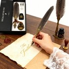 Vangoal Vintage Feather Pen   Ink Set  Pheasant Quill Pen  Calligraphy Nibs