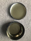 Vintage Daher Round Tin Trinket Box W Lid Blue Cream Blossoms Made In England