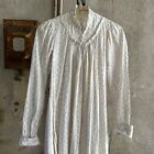 Antique Victorian White   Pink Calico Print Cotton Dress Mother Of Pearl Vintage