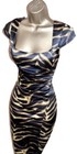 Karen Millen Size Uk 10 Stunning Vintage Animal Print Satin Wiggle Pencil Dress
