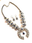 American West Sterling Lapis Concha Butterfly Necklace And Concha Earrings