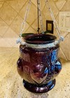 Antique Hanging Rare Amethyst Purple Glass Bell Jar Candle Lantern- Moroccan